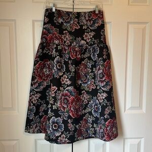 Zara Drop-Waist Brocade Midi Skirt